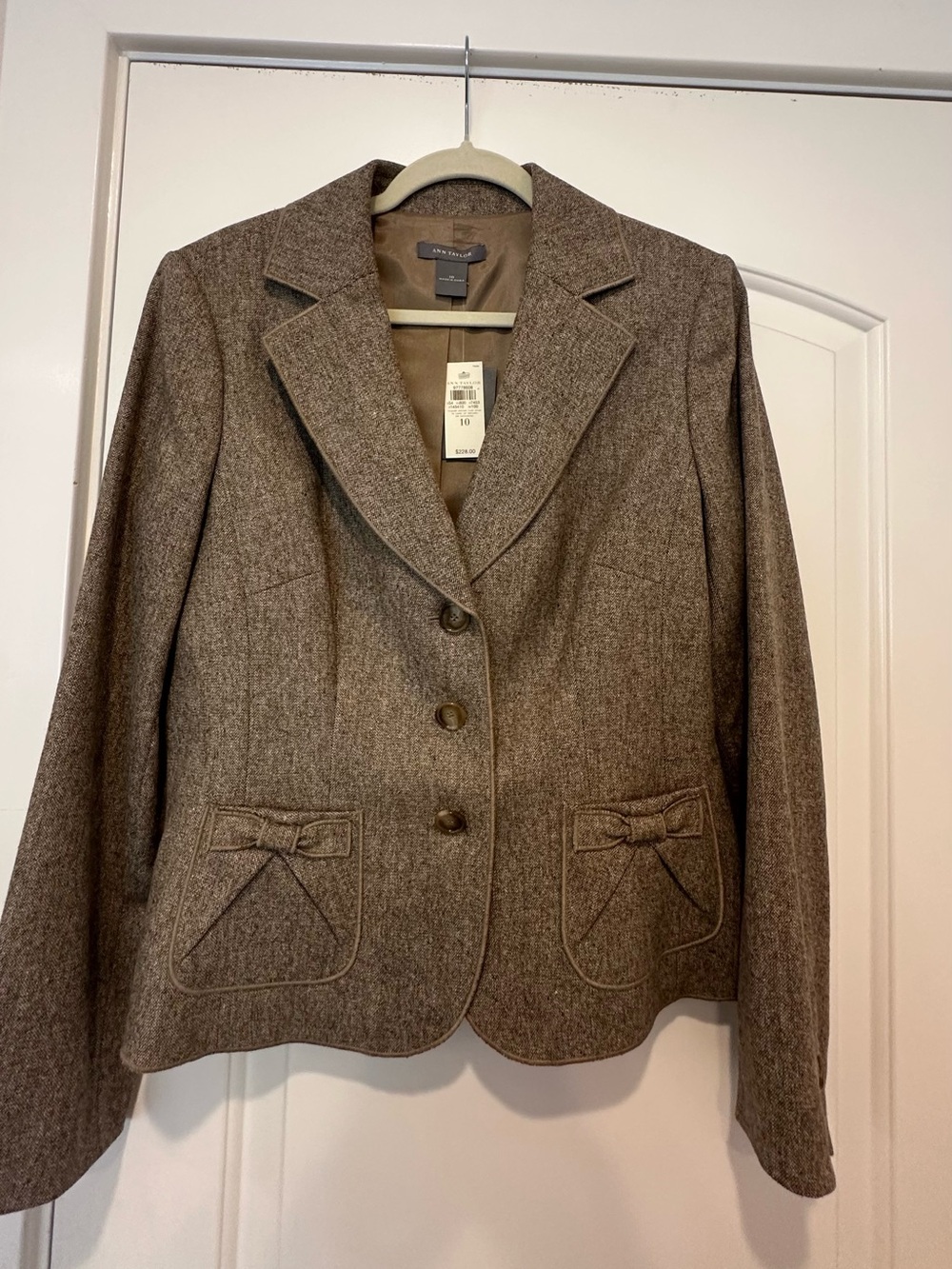 Ann Taylor Brown Tweed Blazer Jacket